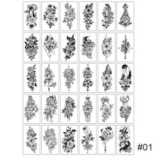 Load image into Gallery viewer, 30pcs/set Sketch Flower Tattoo Stickers Long-lasting Tattoo Stickers Body Hand-painted Art Paste Painting Tattoo For Women