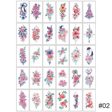 Load image into Gallery viewer, 30pcs/set Sketch Flower Tattoo Stickers Long-lasting Tattoo Stickers Body Hand-painted Art Paste Painting Tattoo For Women