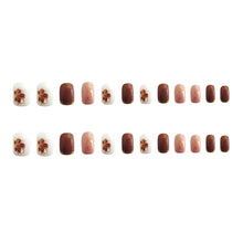 Load image into Gallery viewer, 24pcs/set Short Vintage Phnom Penh Flowers Manicure Fake Nail Detachable Fake Nail Patch Nail Stickers Nail Art Accessories