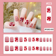 Load image into Gallery viewer, 24pcs/set Short Manicure Fake Nail Detachable Fake Nail Patch Bow-knot Nail Stickers Nail Art Accessories