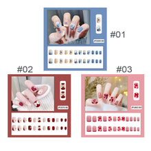 Load image into Gallery viewer, 24pcs/set Short Manicure Fake Nail Detachable Fake Nail Patch Bow-knot Nail Stickers Nail Art Accessories