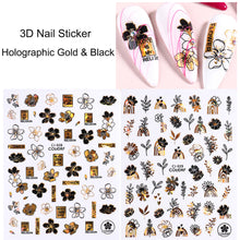 Load image into Gallery viewer, Black Bronzing Nail Stickers Animal Plant Flower Stickers Manicure Stickers Nail Art Decoration Nail Accessories
