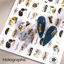 Load image into Gallery viewer, Black Bronzing Nail Stickers Animal Plant Flower Stickers Manicure Stickers Nail Art Decoration Nail Accessories