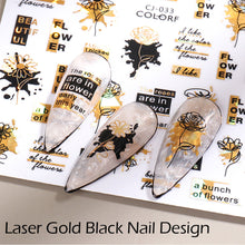 Load image into Gallery viewer, Black Bronzing Nail Stickers Animal Plant Flower Stickers Manicure Stickers Nail Art Decoration Nail Accessories