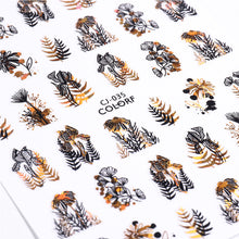 Load image into Gallery viewer, Black Bronzing Nail Stickers Animal Plant Flower Stickers Manicure Stickers Nail Art Decoration Nail Accessories