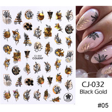 Load image into Gallery viewer, Black Bronzing Nail Stickers Animal Plant Flower Stickers Manicure Stickers Nail Art Decoration Nail Accessories