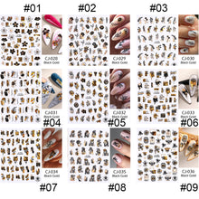 Load image into Gallery viewer, Black Bronzing Nail Stickers Animal Plant Flower Stickers Manicure Stickers Nail Art Decoration Nail Accessories