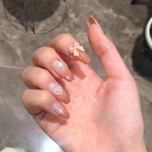 Load image into Gallery viewer, 24pcs/set Long Milk Tea Gradient Love Butterfly Manicure Fake Nail Detachable Nail Patch Nail Stickers Nail Art Accessories