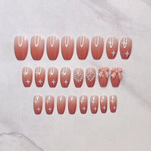 Load image into Gallery viewer, 24pcs/set Long Milk Tea Gradient Love Butterfly Manicure Fake Nail Detachable Nail Patch Nail Stickers Nail Art Accessories