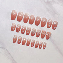 Load image into Gallery viewer, 24pcs/set Long Milk Tea Gradient Love Butterfly Manicure Fake Nail Detachable Nail Patch Nail Stickers Nail Art Accessories