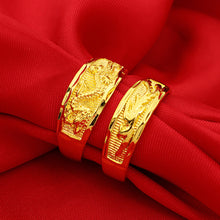 Load image into Gallery viewer, Simple Dragon and Phoenix Ring Women Men Alluvial Gold Personality Fashion Lucky Couple Elegant Gold Ring Jewelry Accessories
