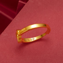 Load image into Gallery viewer, Fashion Double Heart Alluvial Gold Open Ring Female Gold Plated Elegant Simple Lucky Ring Women Jewelry Gift Accessories