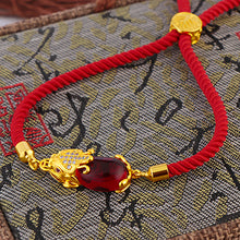 Load image into Gallery viewer, Fashion Alluvial Gold Red Rope Agate Pixiu Braided Bracelet Female Bracelet Elegant Simple Lucky Bracelet Women Jewelry Gift Accessories