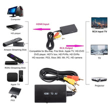 Load image into Gallery viewer, HDMI To RCA AV/CVBS Adapter HD Video Converter Box HDMI to RCA AV/CVSB L/R Video 1080P Mini HDMI to AV Support NTSC PAL