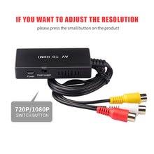 Load image into Gallery viewer, RCA to HDMI Converter, Composite to HDMI Adapter Support 1080P PAL/NTSC Compatible with PS one, PS3 PS2 STB Xbox VHS DVD VCR