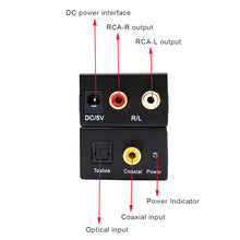 Load image into Gallery viewer, Digital to Analog Audio Converter Optical Fiber Coaxial Signal to Analog DAC Spdif Stereo 3.5MM Jack 2*RCA Amplifier Decoder