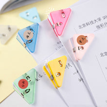 Load image into Gallery viewer, 5Pcs Cute Cartoon Style Transparent Triangle Clips Book Corner Clip Office Stationery Accessories Desk Organizer Kawaii Corner Clips