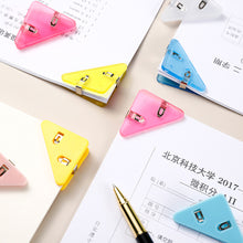 Load image into Gallery viewer, 5Pcs Cute Cartoon Style Transparent Triangle Clips Book Corner Clip Office Stationery Accessories Desk Organizer Kawaii Corner Clips