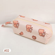 Load image into Gallery viewer, Cute Bear Large Capacity Handle Bag Simple Multi-Function Double Pencil Case Pen Organizer Pouch with Zip for Kids Boys Girls School Office Supplies
