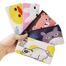 Load image into Gallery viewer, Cute Cartoon Animal Series Pencil Bag Portable Soft PU Pencil Case Stationery School Office Supplies for Kids Boys Girls