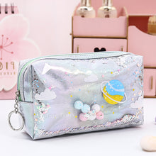 Load image into Gallery viewer, Kawaii Large Glitter Star Pencil Case Laser Leather Pen Box Big Makeup Bag for Girls Gift PU School Stationery Travel Supplies