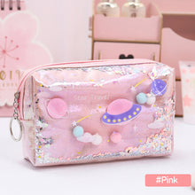 Load image into Gallery viewer, Kawaii Large Glitter Star Pencil Case Laser Leather Pen Box Big Makeup Bag for Girls Gift PU School Stationery Travel Supplies