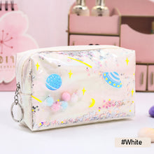 Load image into Gallery viewer, Kawaii Large Glitter Star Pencil Case Laser Leather Pen Box Big Makeup Bag for Girls Gift PU School Stationery Travel Supplies