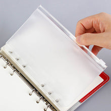 Load image into Gallery viewer, PVC Transparent Punch Zipper Binder Pocket With Plastic Zipper Label Pocket For 6-Ring Notebook Binder Stationery Storage Bags