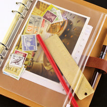 Load image into Gallery viewer, PVC Transparent Punch Zipper Binder Pocket With Plastic Zipper Label Pocket For 6-Ring Notebook Binder Stationery Storage Bags