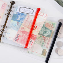 Load image into Gallery viewer, PVC Transparent Punch Zipper Binder Pocket With Plastic Zipper Label Pocket For 6-Ring Notebook Binder Stationery Storage Bags