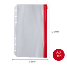 Load image into Gallery viewer, PVC Transparent Punch Zipper Binder Pocket With Plastic Zipper Label Pocket For 6-Ring Notebook Binder Stationery Storage Bags