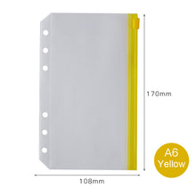 Load image into Gallery viewer, PVC Transparent Punch Zipper Binder Pocket With Plastic Zipper Label Pocket For 6-Ring Notebook Binder Stationery Storage Bags