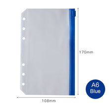 Load image into Gallery viewer, PVC Transparent Punch Zipper Binder Pocket With Plastic Zipper Label Pocket For 6-Ring Notebook Binder Stationery Storage Bags