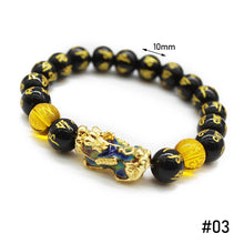 Load image into Gallery viewer, Thermochromic 3D Gold-plated Alluvial Gold Pixiu Beaded Bracelet Jewelry Obsidian Women Men Couple Lucky Bracelet Jewelry Accessories