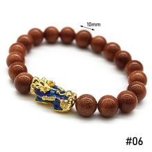 Load image into Gallery viewer, Thermochromic 3D Gold-plated Alluvial Gold Pixiu Beaded Bracelet Jewelry Obsidian Women Men Couple Lucky Bracelet Jewelry Accessories