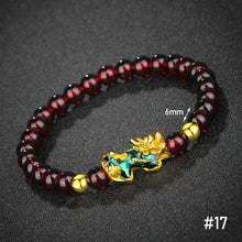 Load image into Gallery viewer, Vietnam Shajin 3D Temperature-sensitive Color-changing Pixiu Bracelet Obsidian Six-character Mantra Buddha Bead Bracelet