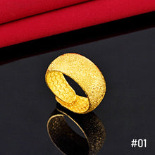 Load image into Gallery viewer, Fashion Vietnam Sand Gold Gypsophila Lucky Ring Elegant Open Ring Glossy Frosted Female Women Ring Jewelry Accessories