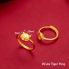 Load image into Gallery viewer, Fashion Vietnam Sand Gold Cute Small Gold Tiger Ring Chinese Zodiac Elegant Open Ring Female Ring Jewelry Accessories