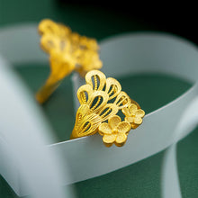 Load image into Gallery viewer, Fashion Vietnam Sand Gold Phoenix Tail Small Golden Flower Ring Elegant Open Ring Female Ring Jewelry Accessories