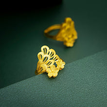 Load image into Gallery viewer, Fashion Vietnam Sand Gold Phoenix Tail Small Golden Flower Ring Elegant Open Ring Female Ring Jewelry Accessories