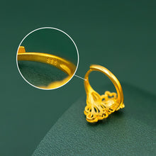 Load image into Gallery viewer, Fashion Vietnam Sand Gold Phoenix Tail Small Golden Flower Ring Elegant Open Ring Female Ring Jewelry Accessories
