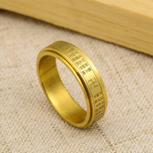Load image into Gallery viewer, Fashion Rotating Stainless Steel Sutra Ring Gold Steel Fashion Jewelry Couple Women Men Gift Accessories