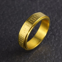 Load image into Gallery viewer, Fashion Rotating Stainless Steel Sutra Ring Gold Steel Fashion Jewelry Couple Women Men Gift Accessories