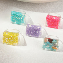 Load image into Gallery viewer, Creative Transparent Resin Ring Fruit Square Ring Acrylic Ring Simple Index Finger Ring Women Girl Fashion Jewelry Accessories