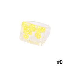 Load image into Gallery viewer, Creative Transparent Resin Ring Fruit Square Ring Acrylic Ring Simple Index Finger Ring Women Girl Fashion Jewelry Accessories