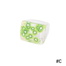 Load image into Gallery viewer, Creative Transparent Resin Ring Fruit Square Ring Acrylic Ring Simple Index Finger Ring Women Girl Fashion Jewelry Accessories