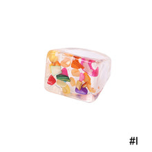 Load image into Gallery viewer, Creative Transparent Resin Ring Fruit Square Ring Acrylic Ring Simple Index Finger Ring Women Girl Fashion Jewelry Accessories