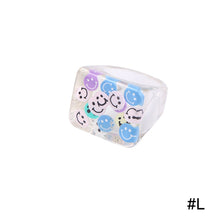 Load image into Gallery viewer, Creative Transparent Resin Ring Fruit Square Ring Acrylic Ring Simple Index Finger Ring Women Girl Fashion Jewelry Accessories