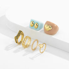 Load image into Gallery viewer, 6pcs/set Geometric Ring Set Solid Color Acrylic Alloy Word Heart Women Ring Mash Up Fashion Ring Simple Personality Ring Jewelry