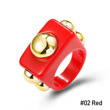 Load image into Gallery viewer, Geometric Solid Color Acrylic Women Ring Fashion Candy-colored Acrylic Ring Ins Style Simple Personality Resin Ring Jewelry